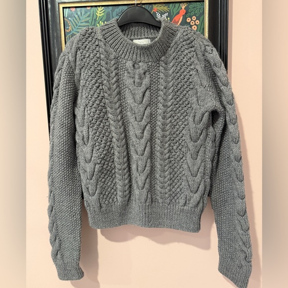 Adam Lippes Sweaters - ADAM Adam Lippes 100% merino wool chunky gray cable sweater size small